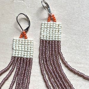 HANDMADE GLASS EARRINGS | Mini Beacon One of a Kind Handwoven Earrings in Oyster